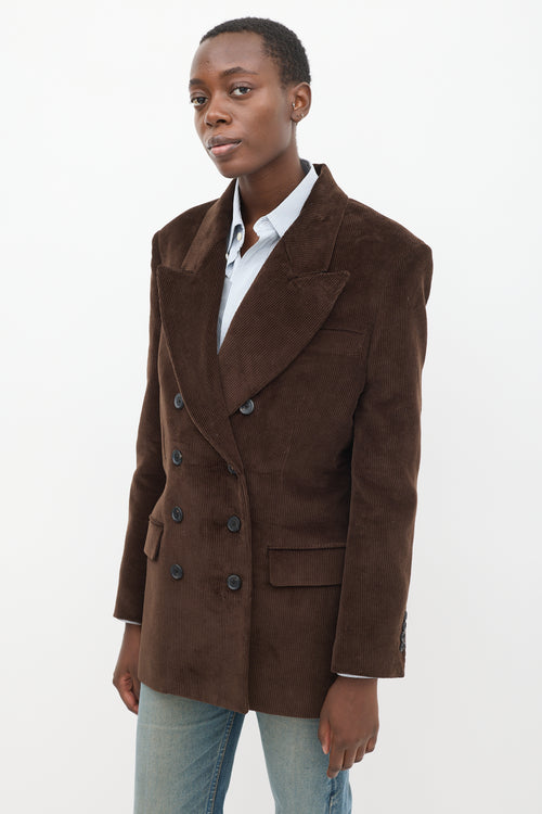 Khaite Brown Corduroy Double Breasted Blazer