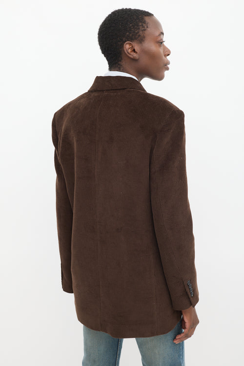 Khaite Brown Corduroy Double Breasted Blazer