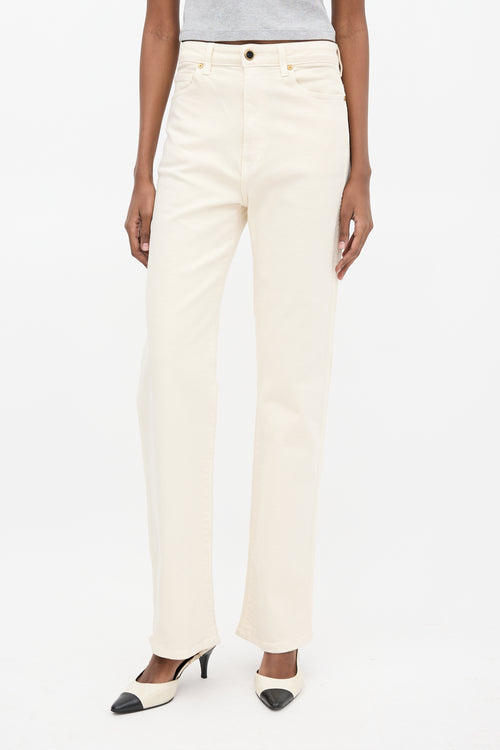 Khaite Cream Danielle Straight Leg Jeans