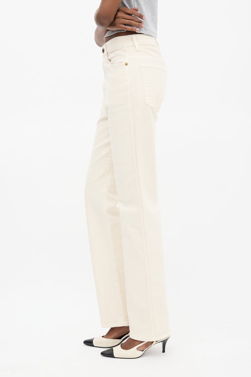 Khaite Cream Danielle Straight Leg Jeans