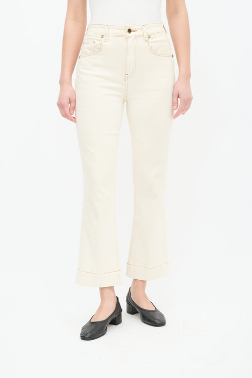 Khaite Cream Fiona Cropped Straight Leg Jeans