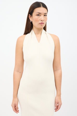 Khaite Cream Stretch Knit Amalfi Halter Dress