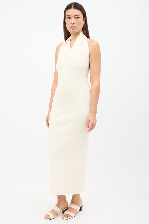 Khaite Cream Stretch Knit Amalfi Halter Dress