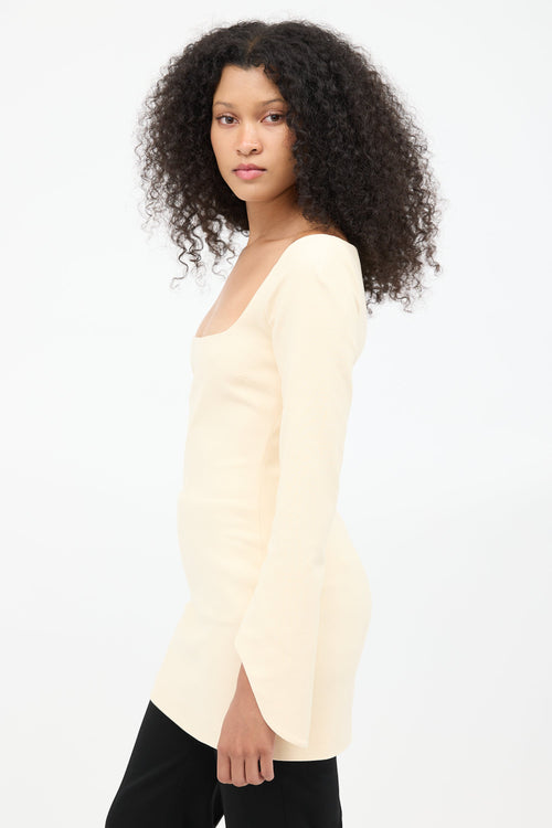 Khaite Cream Square Neck Mini Dress