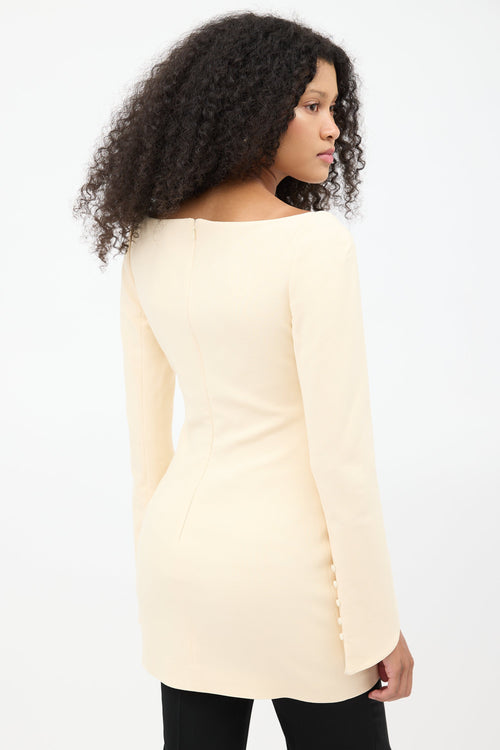 Khaite Cream Square Neck Mini Dress