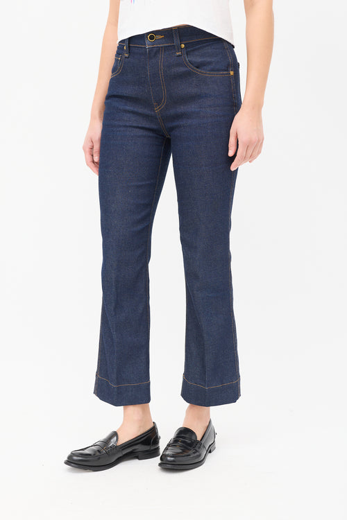 Khaite Raw Denim Fiona Cropped Straight Leg Jeans