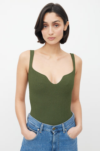 Khaite Green Ribbed Knit Bodysuit