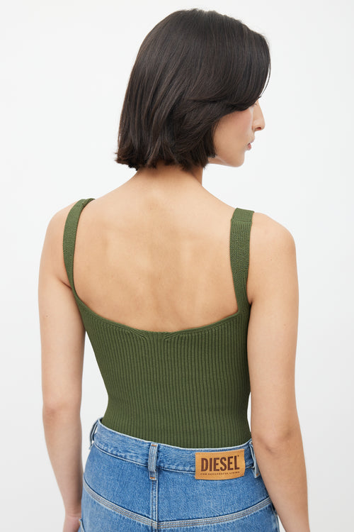 Khaite Green Ribbed Knit Bodysuit