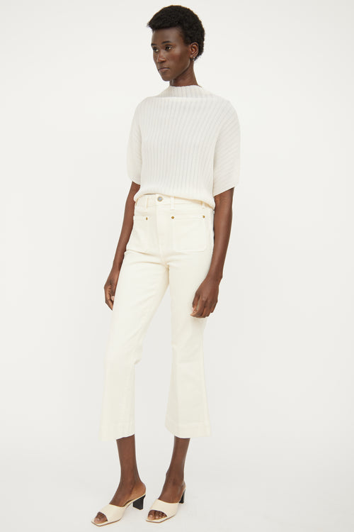 Khaite Cream Raquel Cropped Flare Jeans