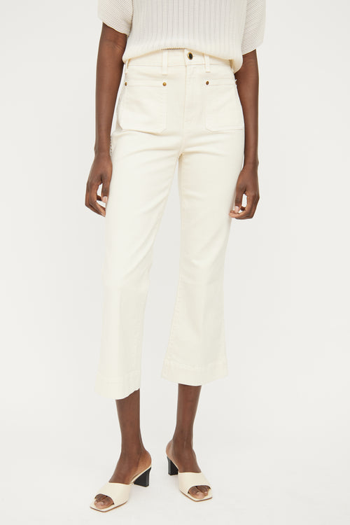 Khaite Cream Raquel Cropped Flare Jeans