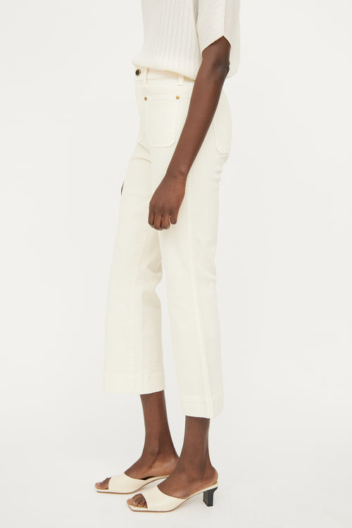 Khaite Cream Raquel Cropped Flare Jeans