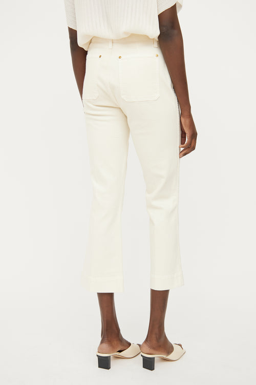 Khaite Cream Raquel Cropped Flare Jeans