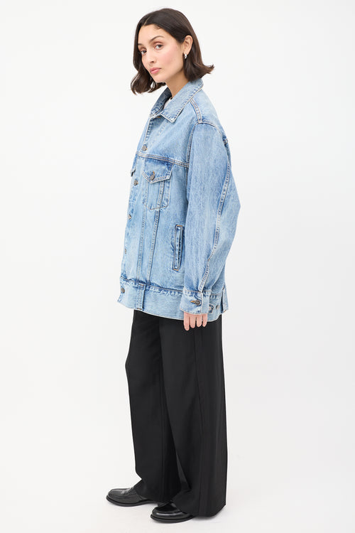 Khaite Light Wash Grizzo Long Denim Jacket