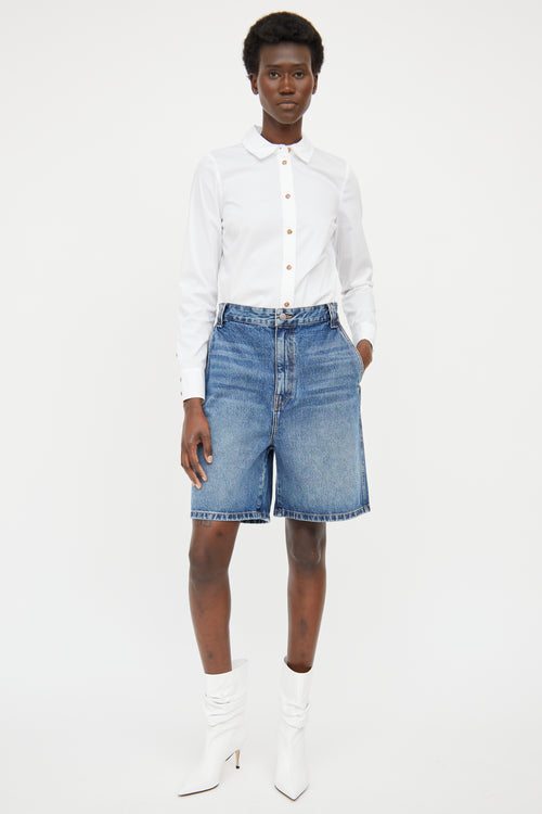 Khaite Medium Wash Nia Jean Shorts