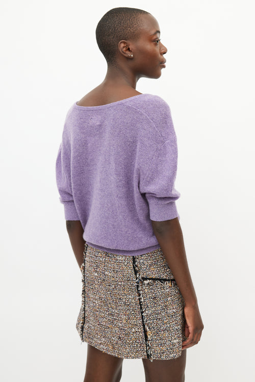 Khaite Purple Cashmere V-Neck Sweater