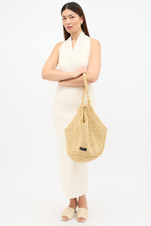 Raffia Medium Lotus Tote