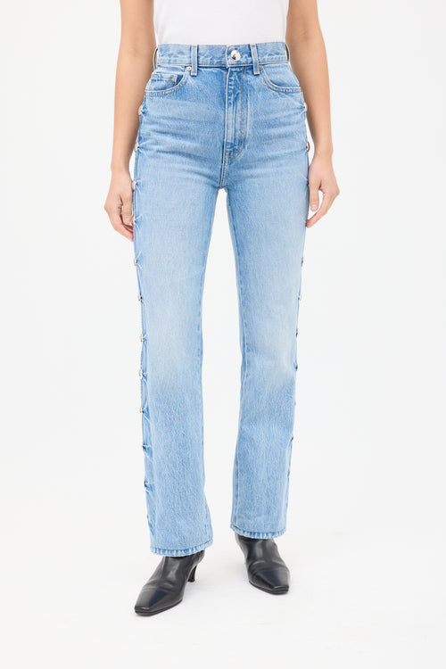 Khaite Light Wash Studded Danielle Straight Leg Jeans