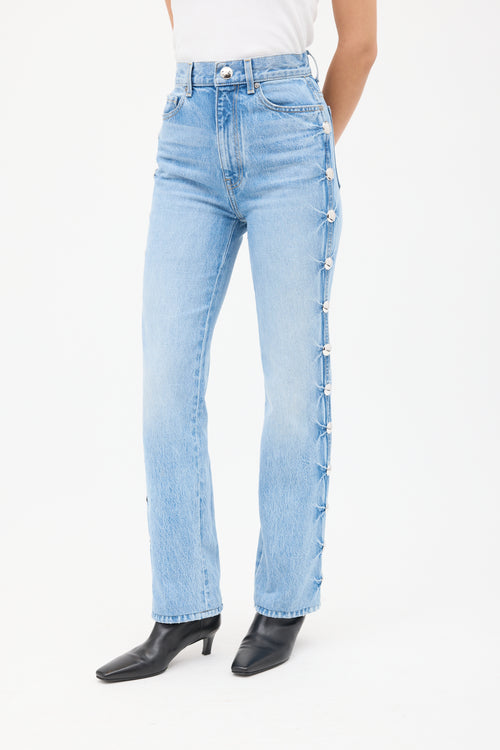 Khaite Light Wash Studded Danielle Straight Leg Jeans