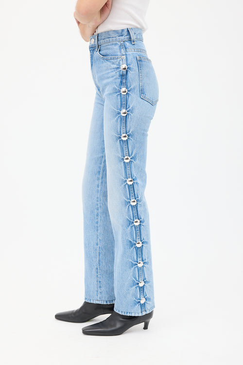 Khaite Light Wash Studded Danielle Straight Leg Jeans