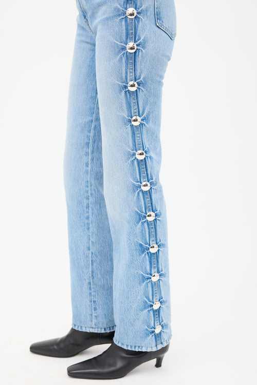 Khaite Light Wash Studded Danielle Straight Leg Jeans