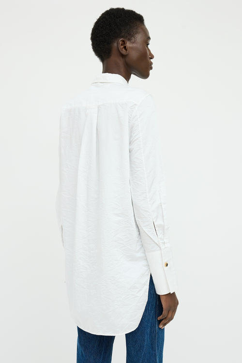 Khaite White Contrast Stitch Button Top