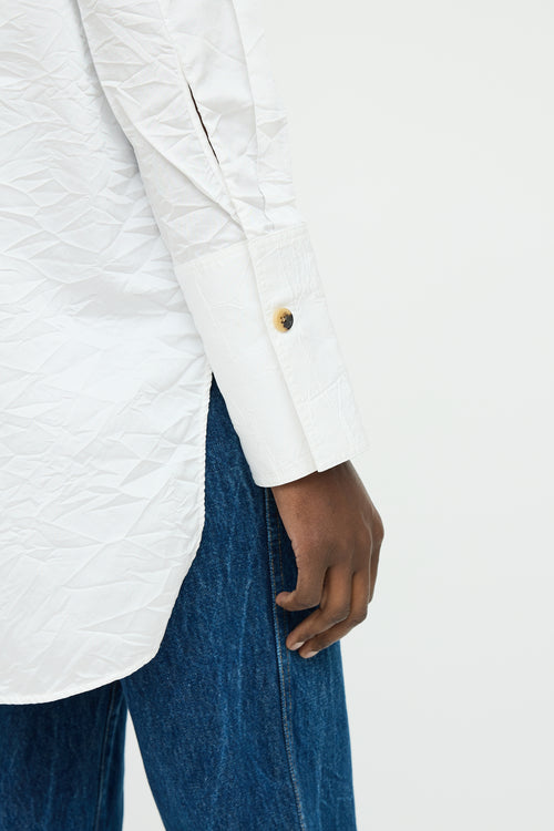 Khaite White Contrast Stitch Button Top