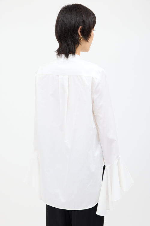 Khaite White Keith Ruffle Placket Shirt