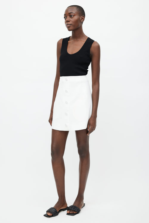 Khaite White Sam A-Line Buttoned Skirt