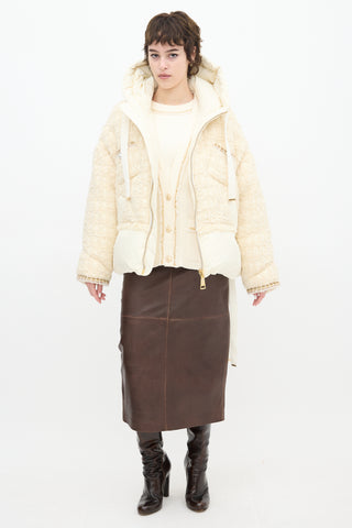 Khrisjoy Cream Tweed Khris Down Puffer Jacket