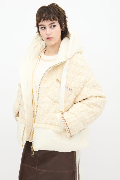 Khrisjoy Cream Tweed Khris Down Puffer Jacket