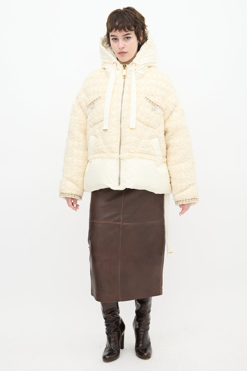 Khrisjoy Cream Tweed Khris Down Puffer Jacket