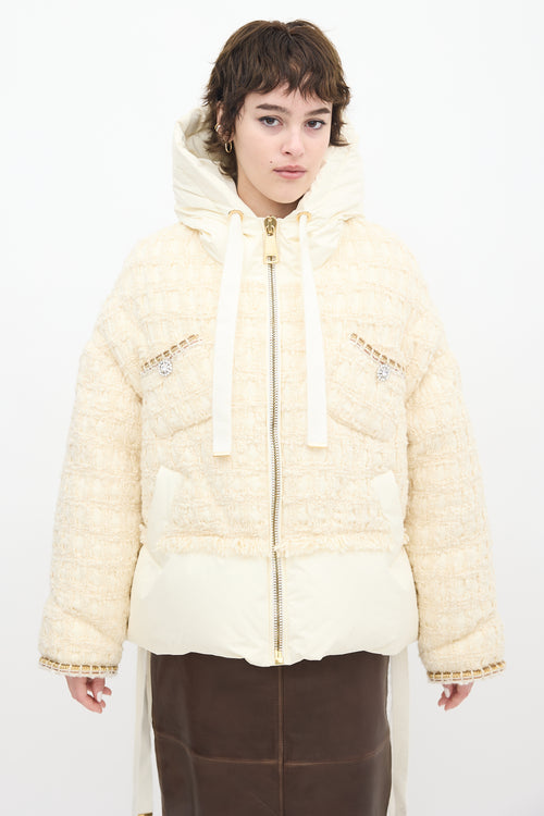 Khrisjoy Cream Tweed Khris Down Puffer Jacket