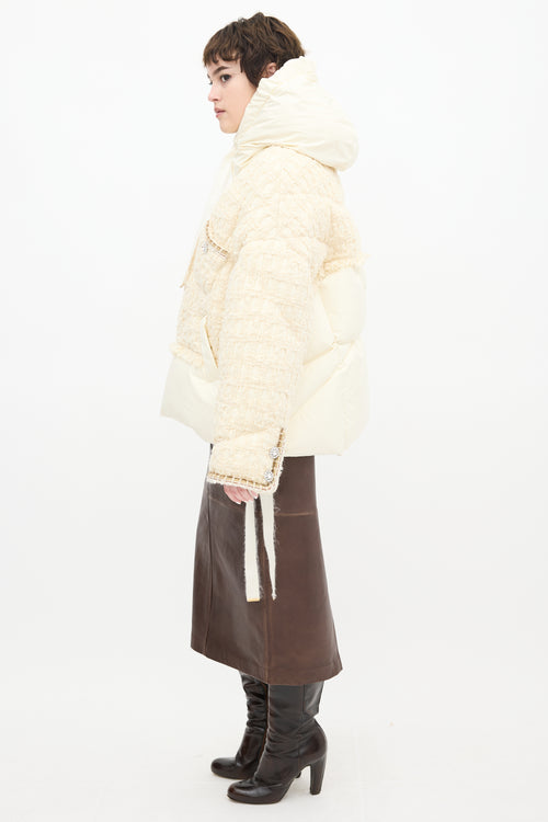 Khrisjoy Cream Tweed Khris Down Puffer Jacket