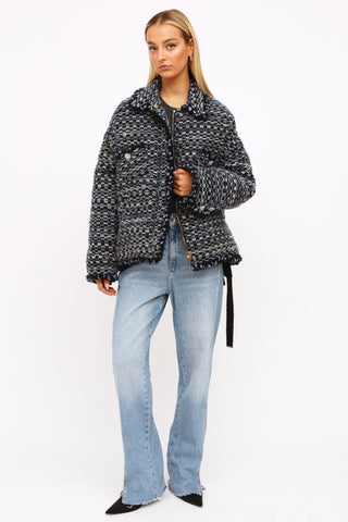 VSP Archive Blue Tweed Down Puffer Jacket