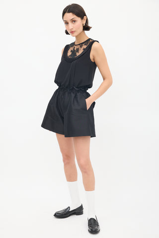 Kiki Vargas Black Taffeta Paperbag Shorts