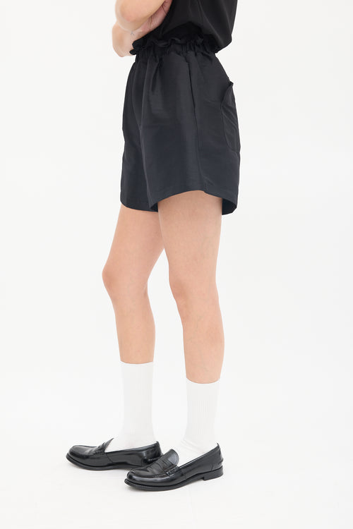 Kiki Vargas Black Taffeta Paperbag Shorts