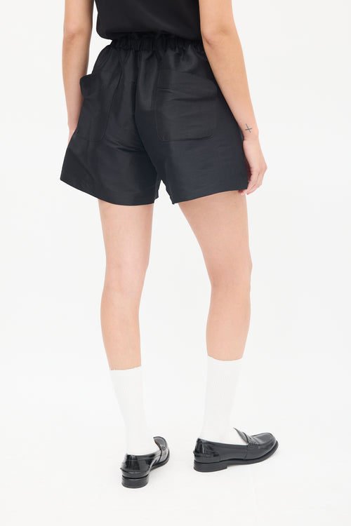 Kiki Vargas Black Taffeta Paperbag Shorts