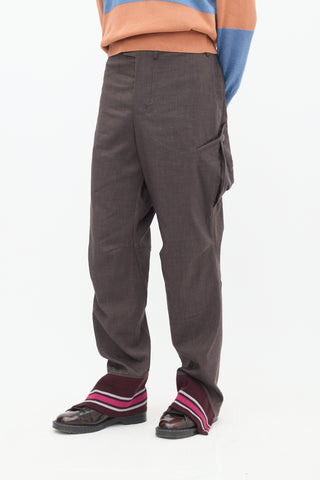 Kiko Kostadinov Brown Tapered 
Cutout Hem Pant