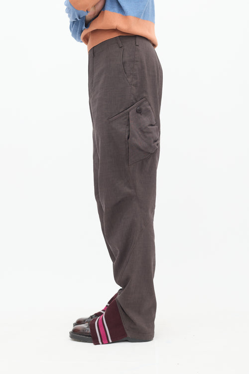 Kiko Kostadinov Brown Tapered 
Cutout Hem Pant