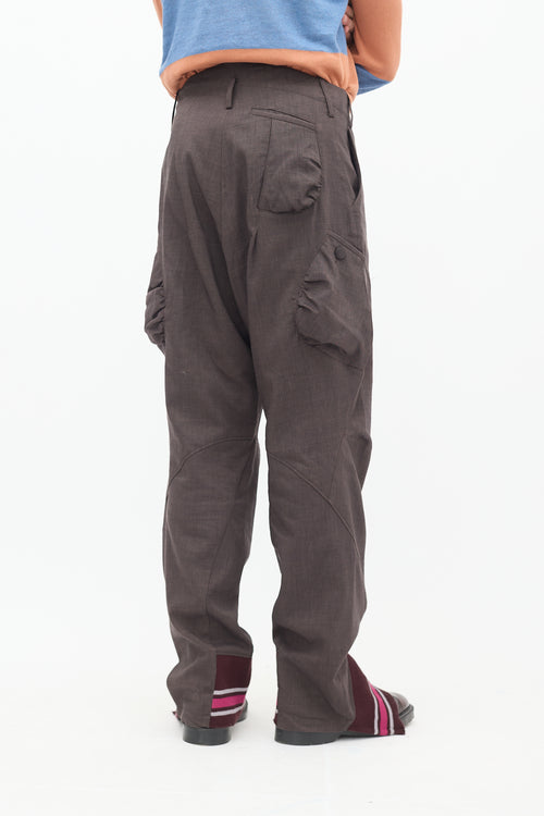 Kiko Kostadinov Brown Tapered 
Cutout Hem Pant