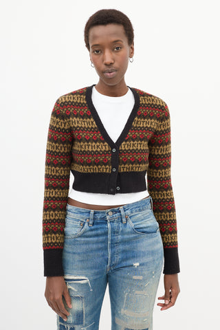 Black 
Multicolour Knit Cropped Cardigan