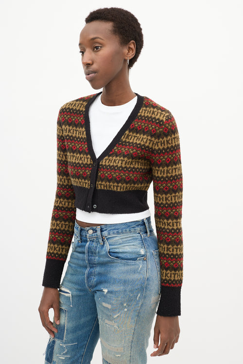 Black 
Multicolour Knit Cropped Cardigan