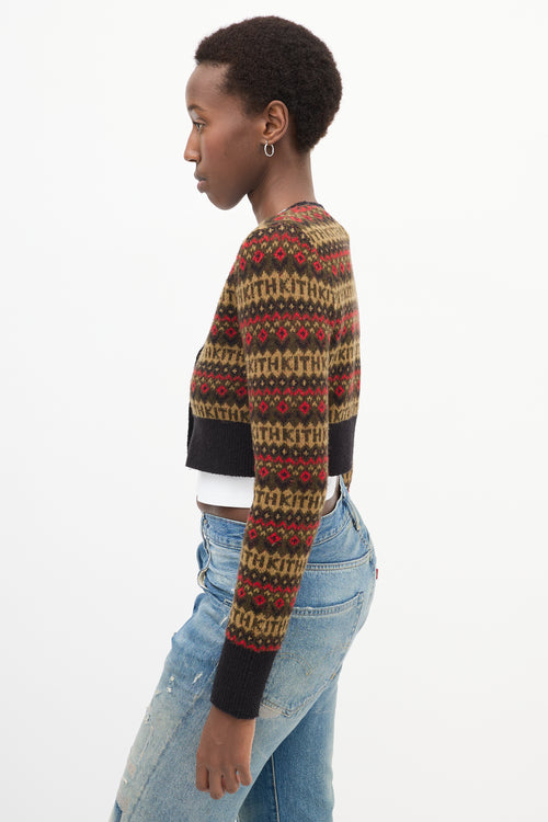 Black 
Multicolour Knit Cropped Cardigan