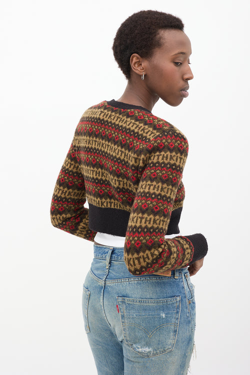 Black 
Multicolour Knit Cropped Cardigan