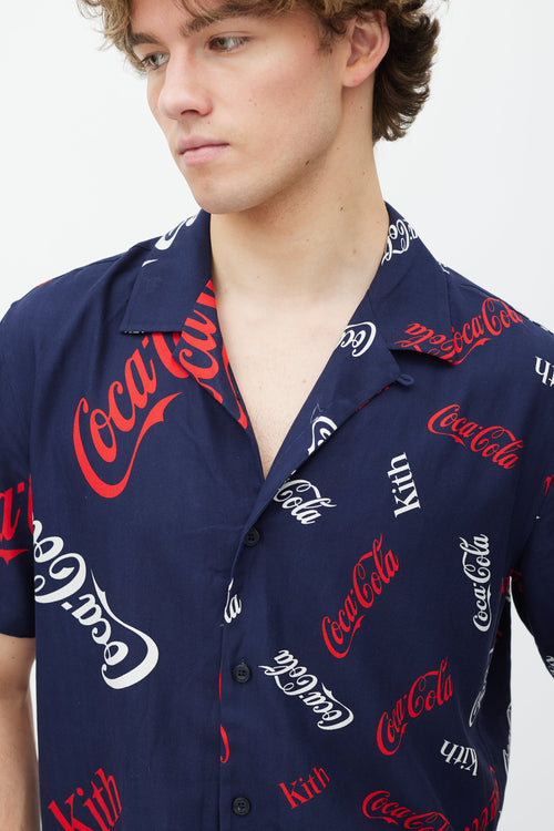 Kith Blue Silk Coca Cola Shirt