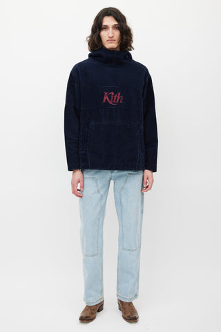 Kith Navy 
Burgundy Corduroy Logo Hoodie