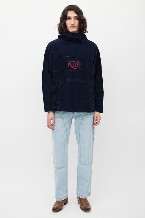 Kith Navy 
Burgundy Corduroy Logo Hoodie