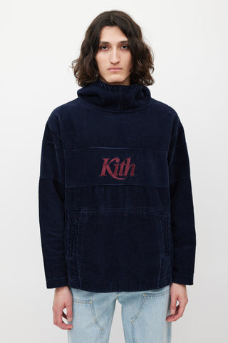 Kith Navy 
Burgundy Corduroy Logo Hoodie