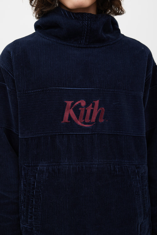 Kith Navy 
Burgundy Corduroy Logo Hoodie