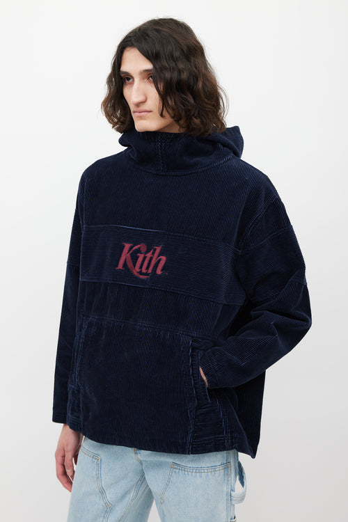 Kith Navy 
Burgundy Corduroy Logo Hoodie